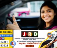JRD Motor Driving Training School logo on a backdrop of a serene road, emphasizing excellence and confidence-building in driving education.