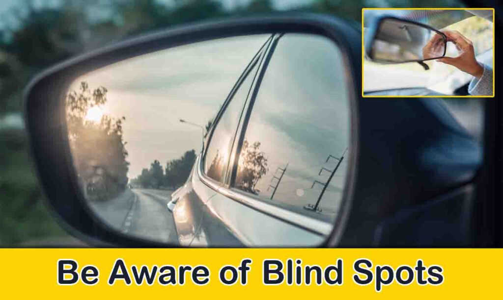 Driver checking blind spots before changing lanes.